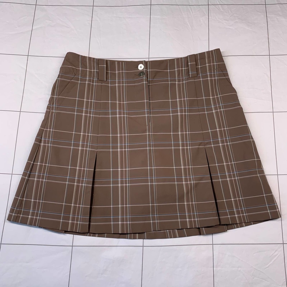 Nike Golf Cappuccino Brown Plaid Athletic Skort Size Medium Neutral Classic